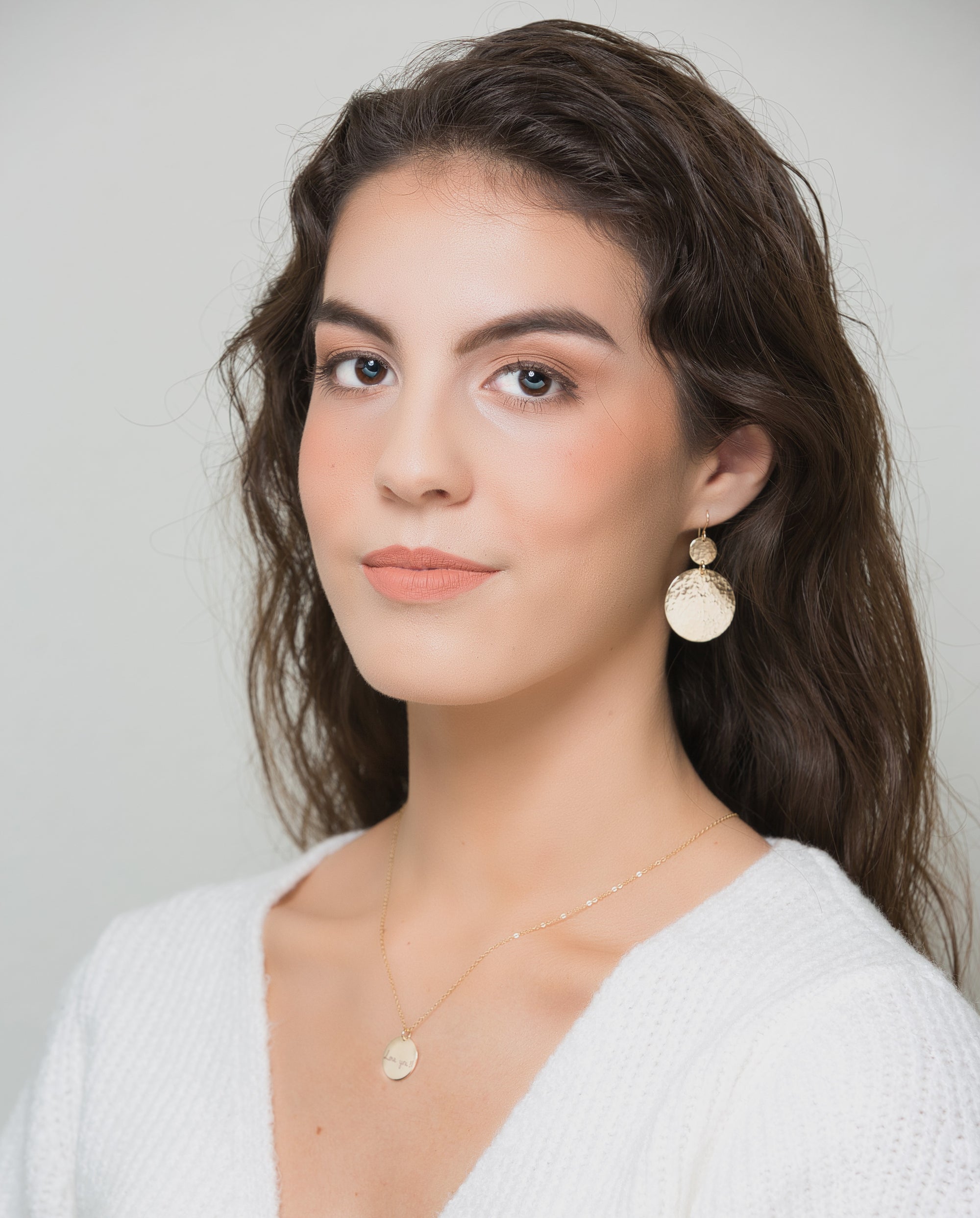 Gold XX-Large Hammered double disc earrings