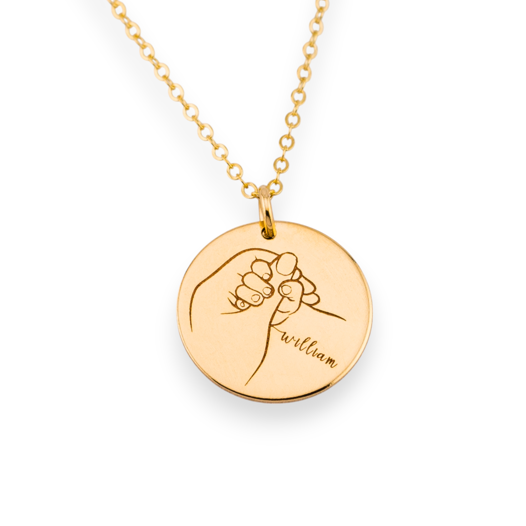Mom and Child Holding Hands Necklace, 5/8" Disc