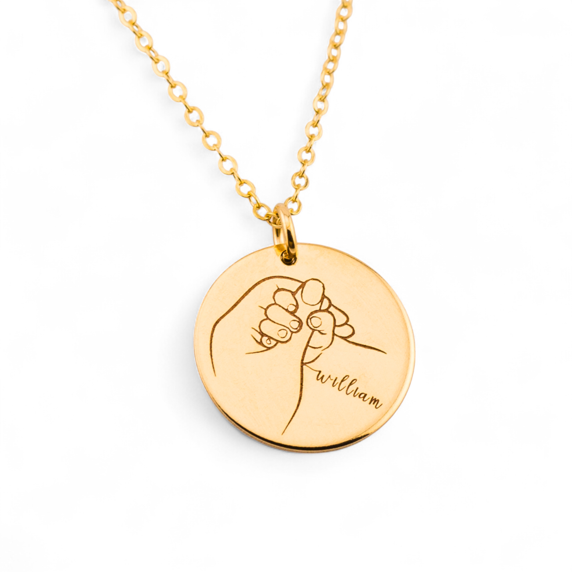 Mom and Child Holding Hands Necklace, 5/8" Disc