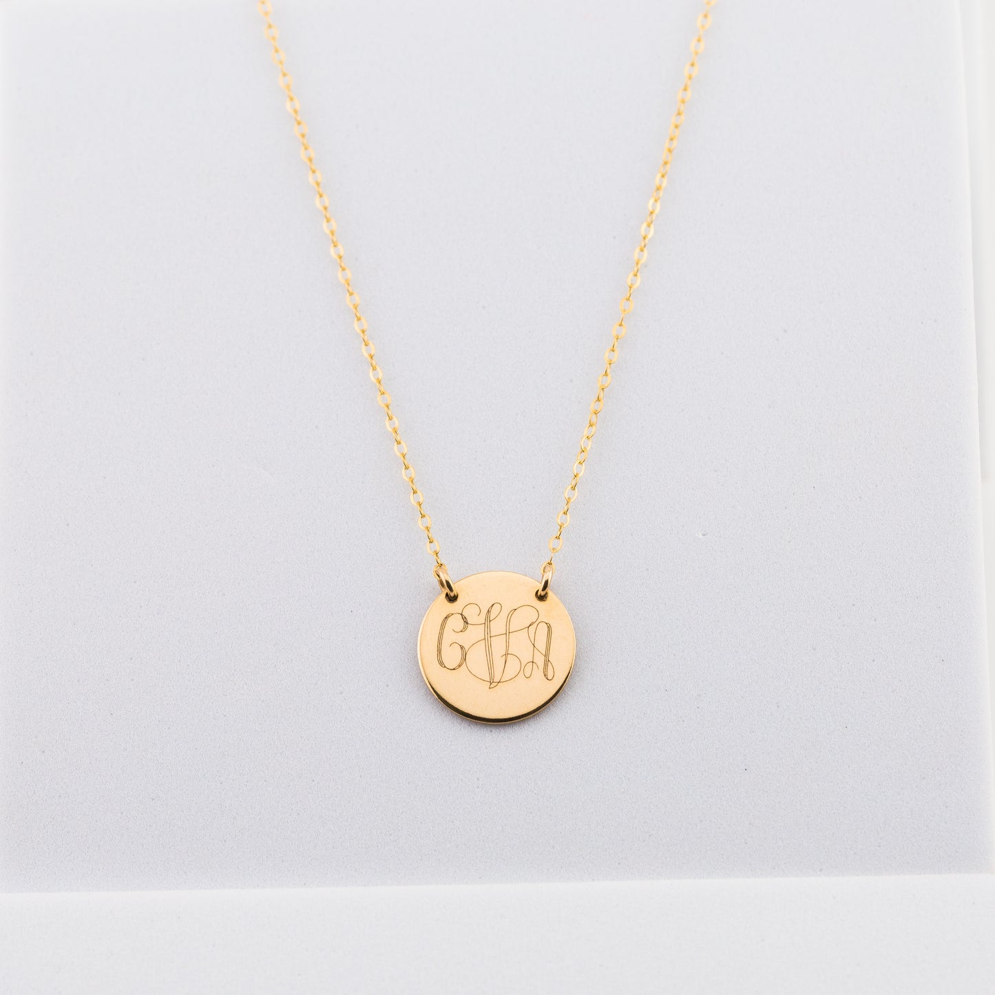 Interlocking Monogram Necklace, 5/8" Disc