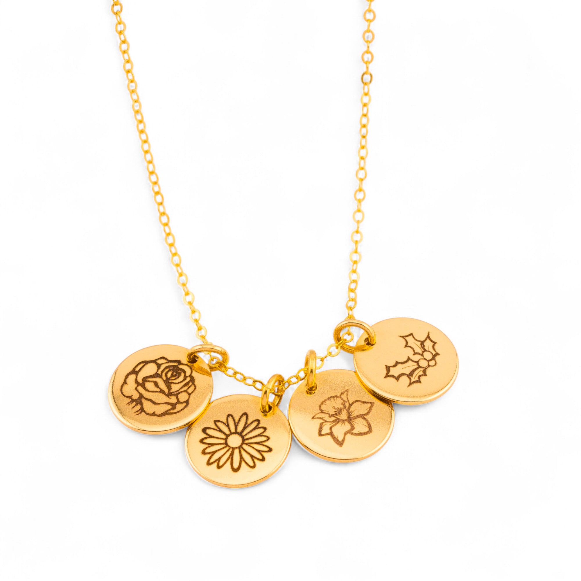 Birth Month Flower Necklace - 7/16"-inch Disc