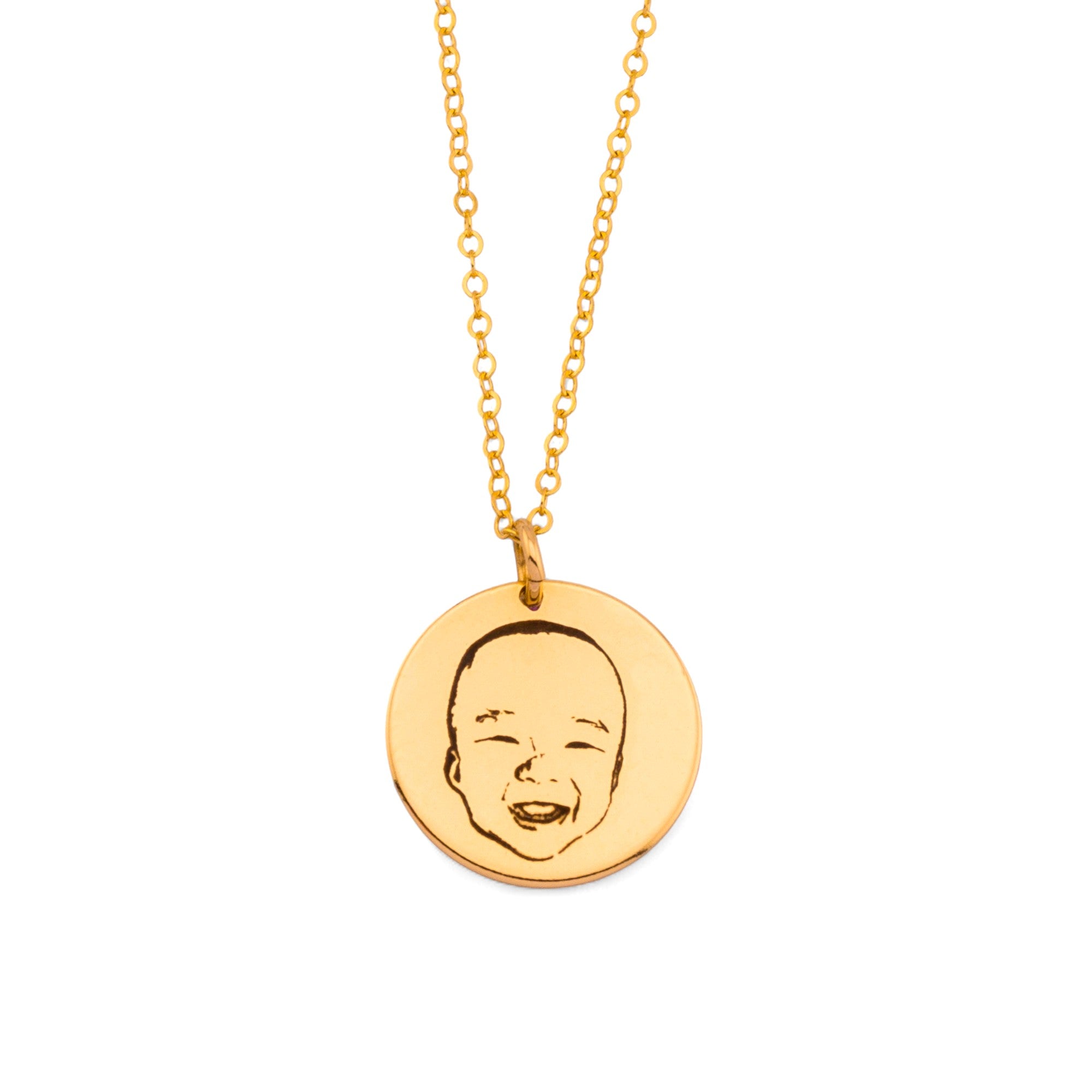 Actual Child Face Outline Pendant Necklace, 5/8" or 1"