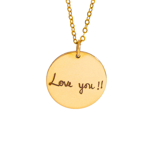 Actual Signature and Handwritten Necklace, 5/8" Disc