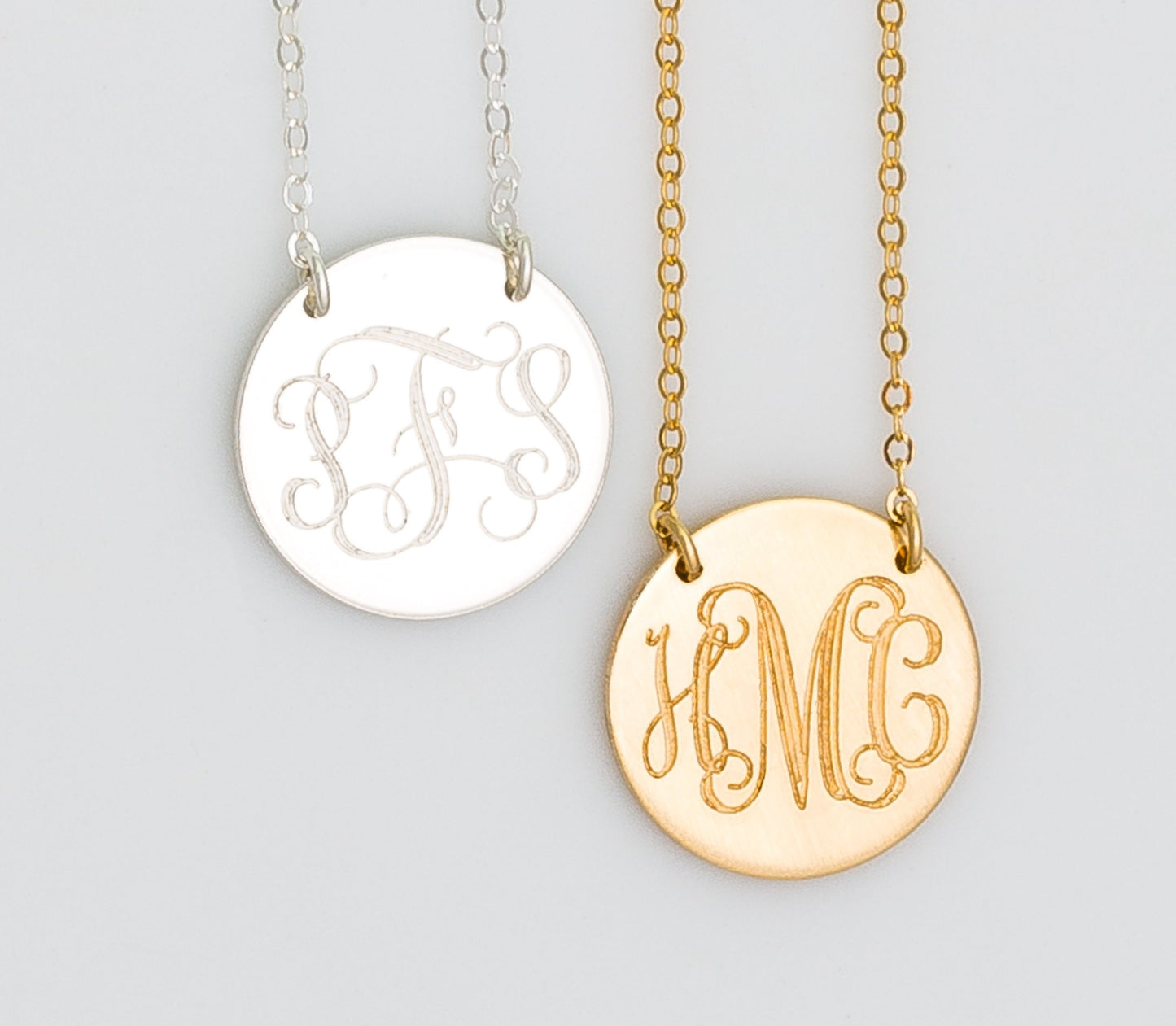 Interlocking Monogram Necklace, 5/8" Disc