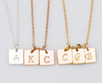 Tiny Square Initial Necklace