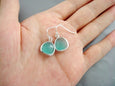Silver Opal Blue Bezel Earrings