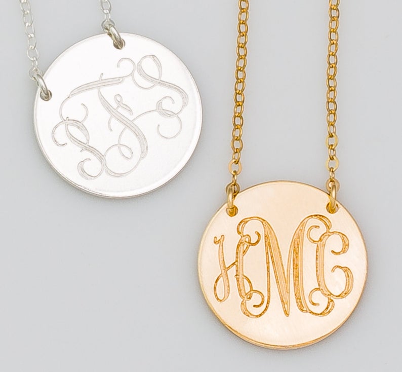 Interlocking Monogram Necklace, 5/8" Disc