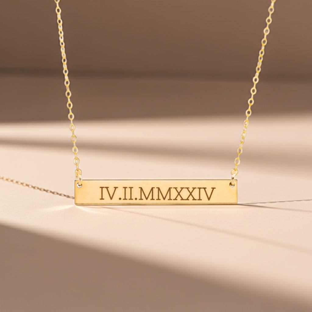 Personalized Rectangle Name Plate Bar Necklace, 1.5-inch bar