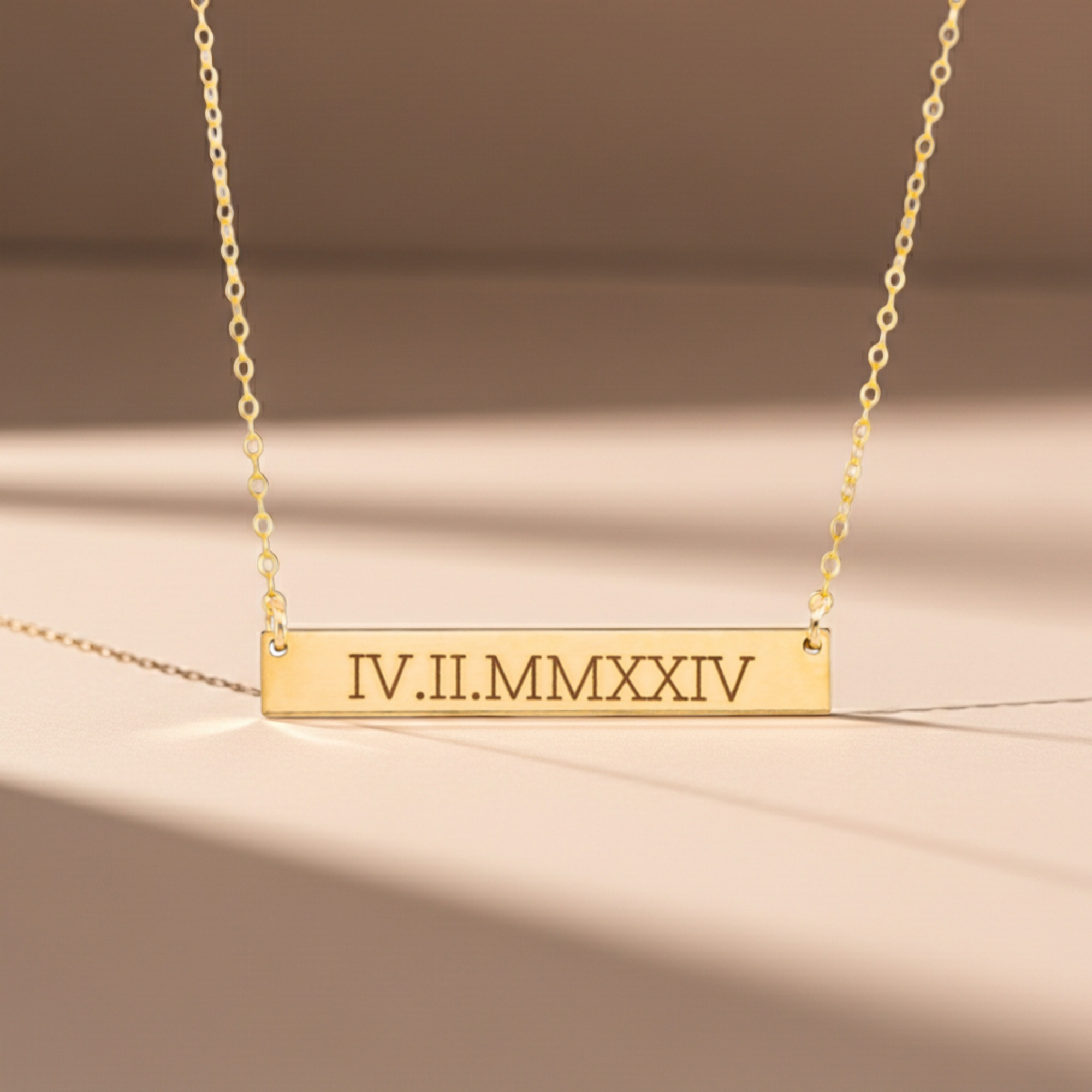 Personalized Rectangle Name Plate Bar Necklace, 1.5-inch bar