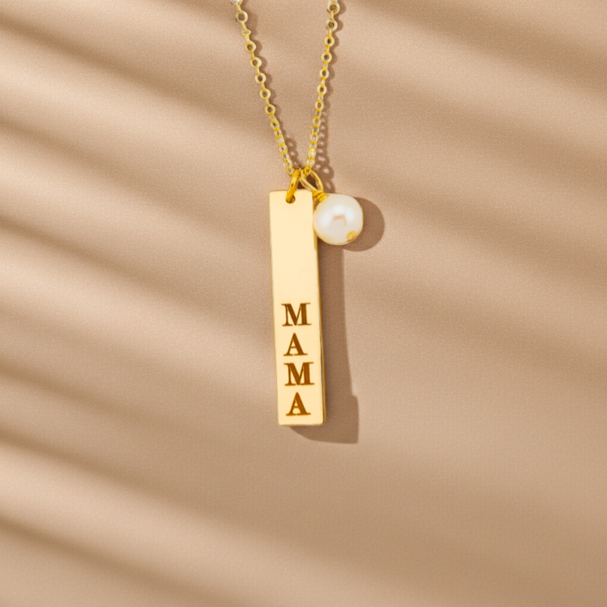 Vertical Bar Necklace and Customized Birthstone, 1.25-inch