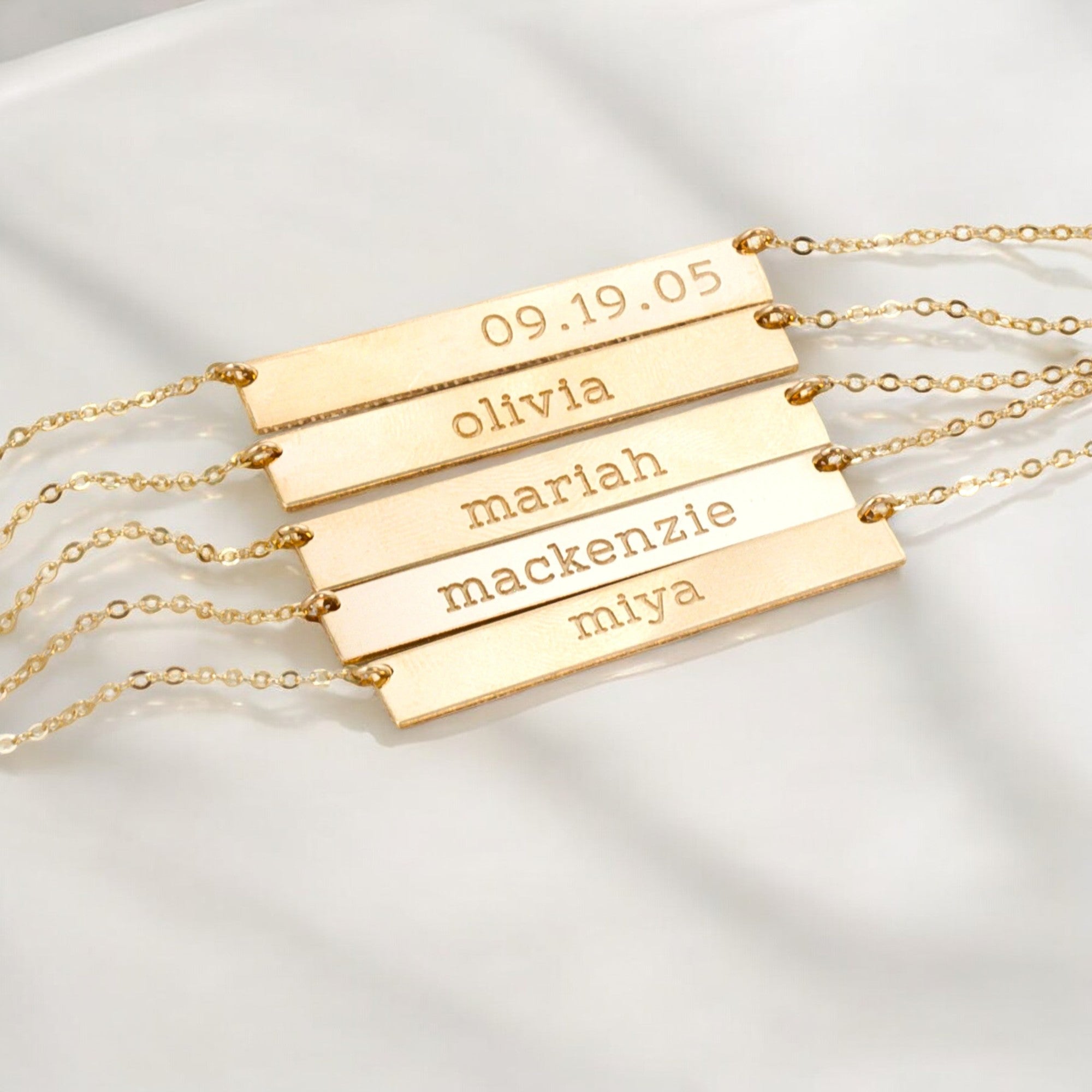 Personalized Rectangle Name Plate Bar Necklace, 1.5-inch bar