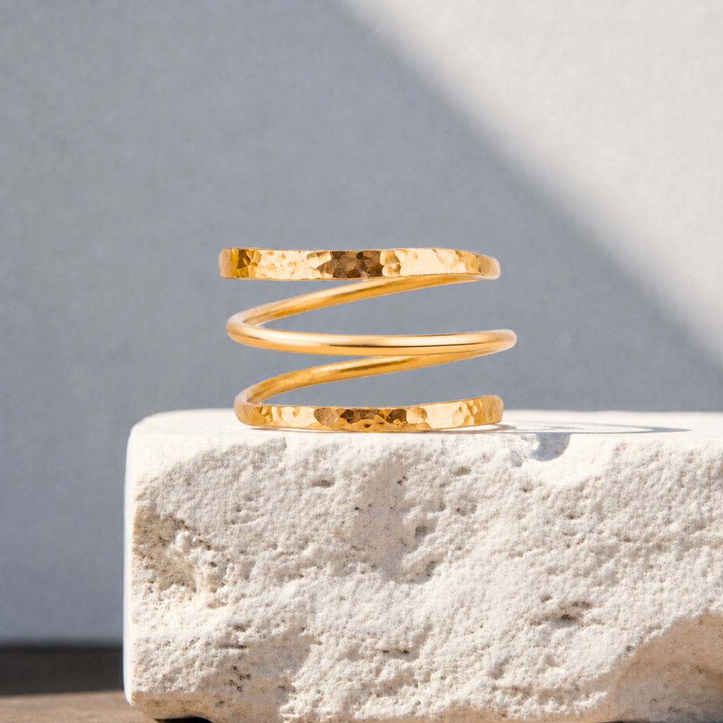 Delicate Hammered Triplet Wrap Ring Gold, 925 Silver or Rose Gold Adjustable Bypass Ring, Handmade Wire Ring, Midi Toe Knuckle Jewelry