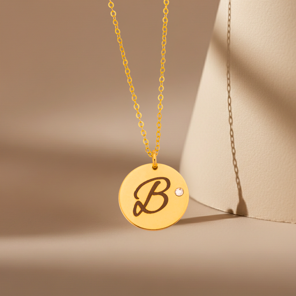 Customized Disc Crystal Necklace, 5/8" Disc