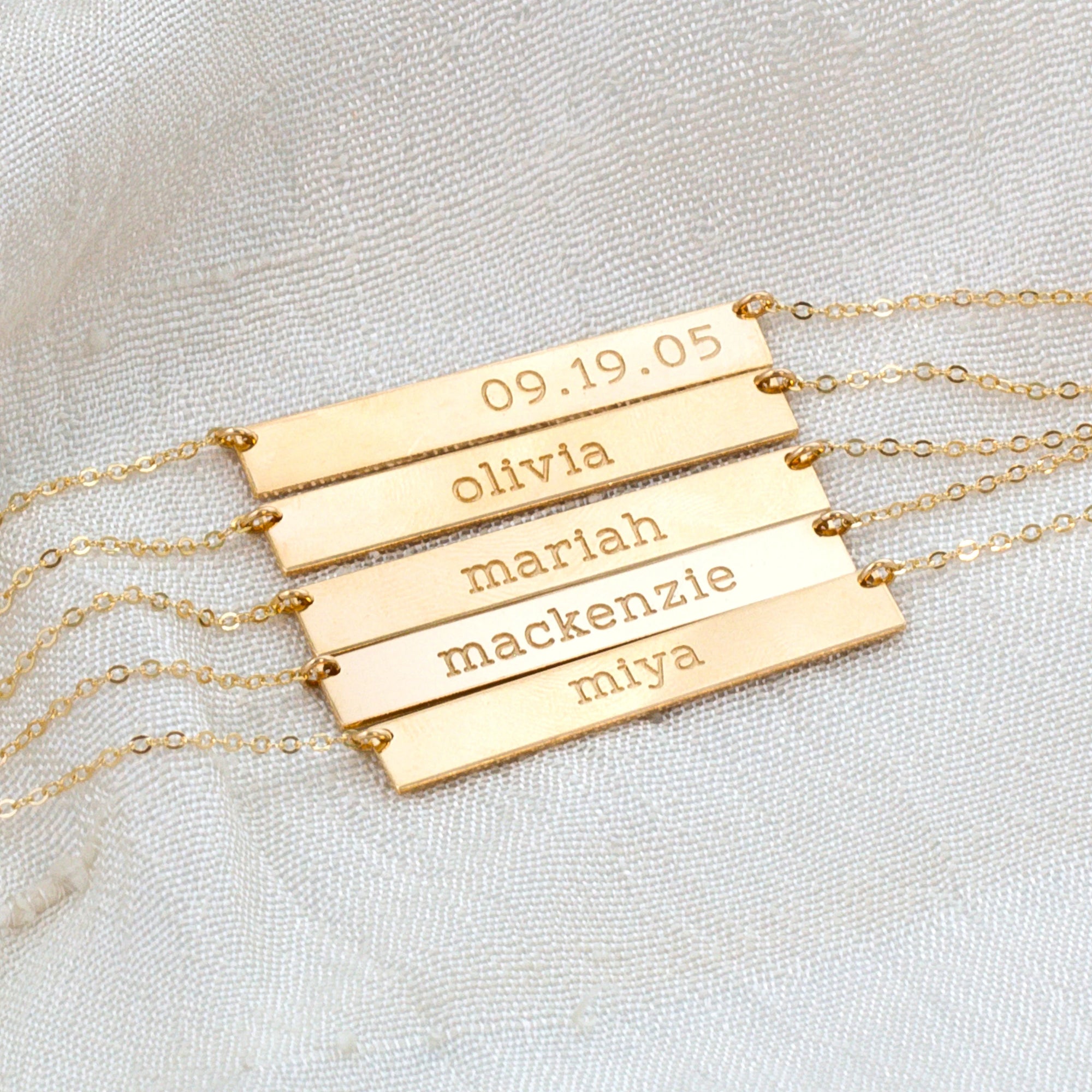 Personalized Rectangle Name Plate Bar Necklace, 1.5-inch bar
