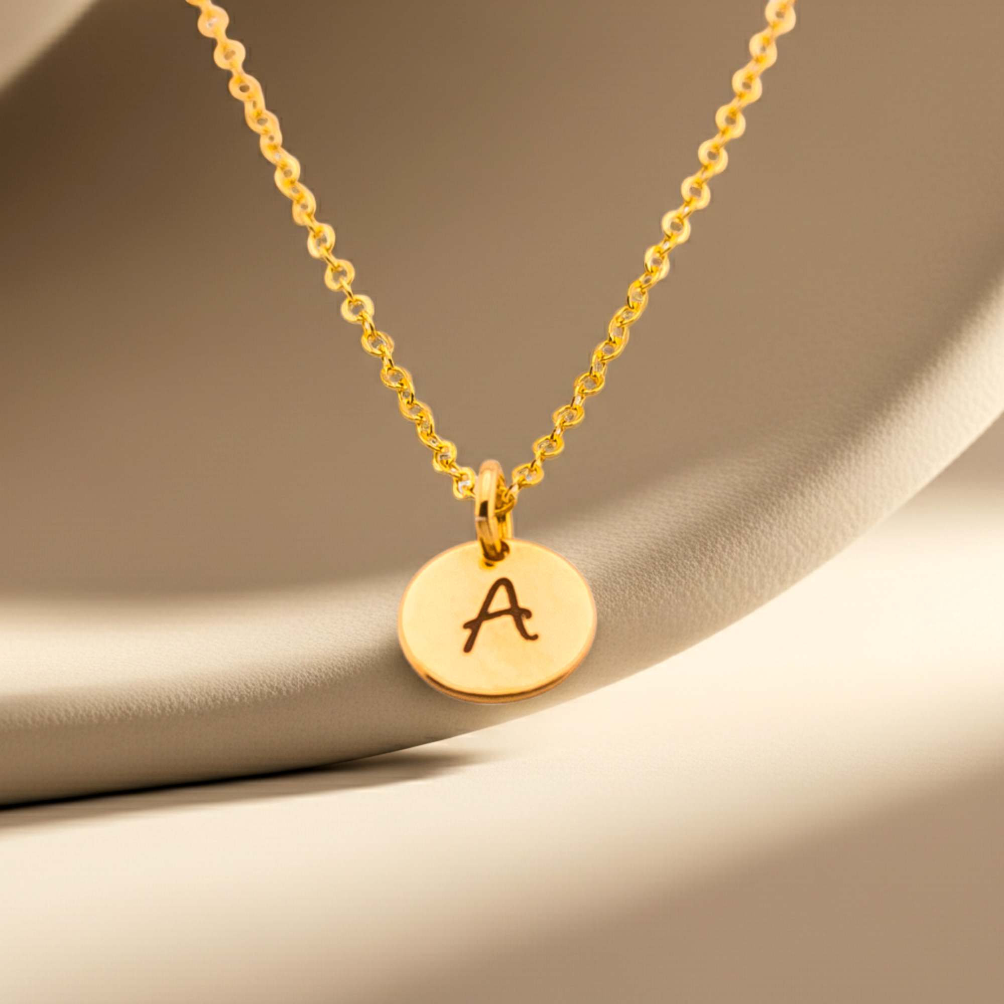 Tiny Initial Circle Necklace, 1 Charm