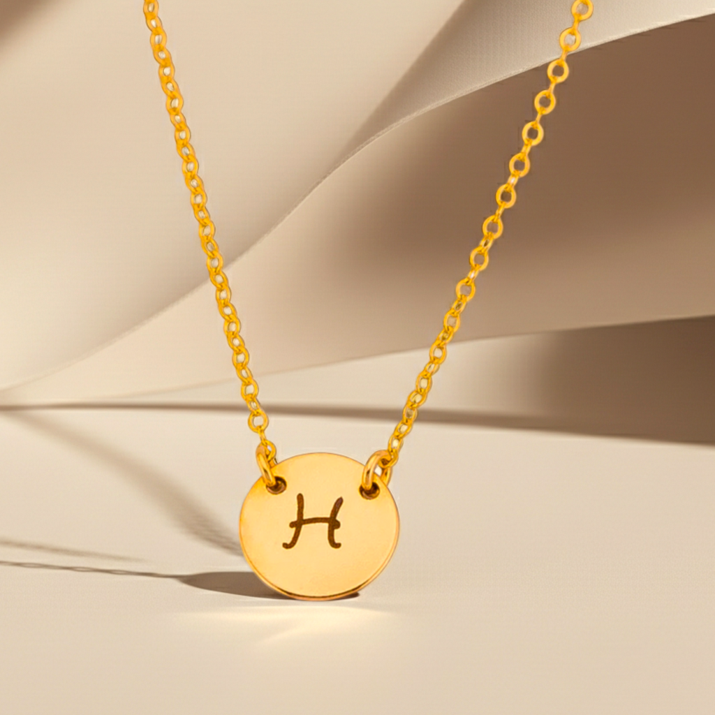 Small Round Link Disc Necklace, 3/8" Disc