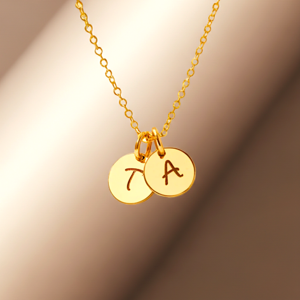 Tiny Initial Monogram Charm Necklace, 2 Charms