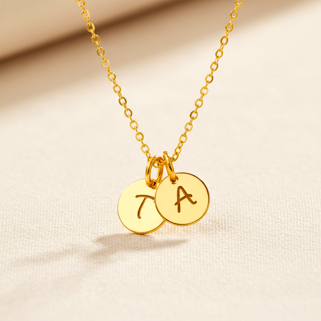 Tiny Initial Monogram Charm Necklace, 2 Charms