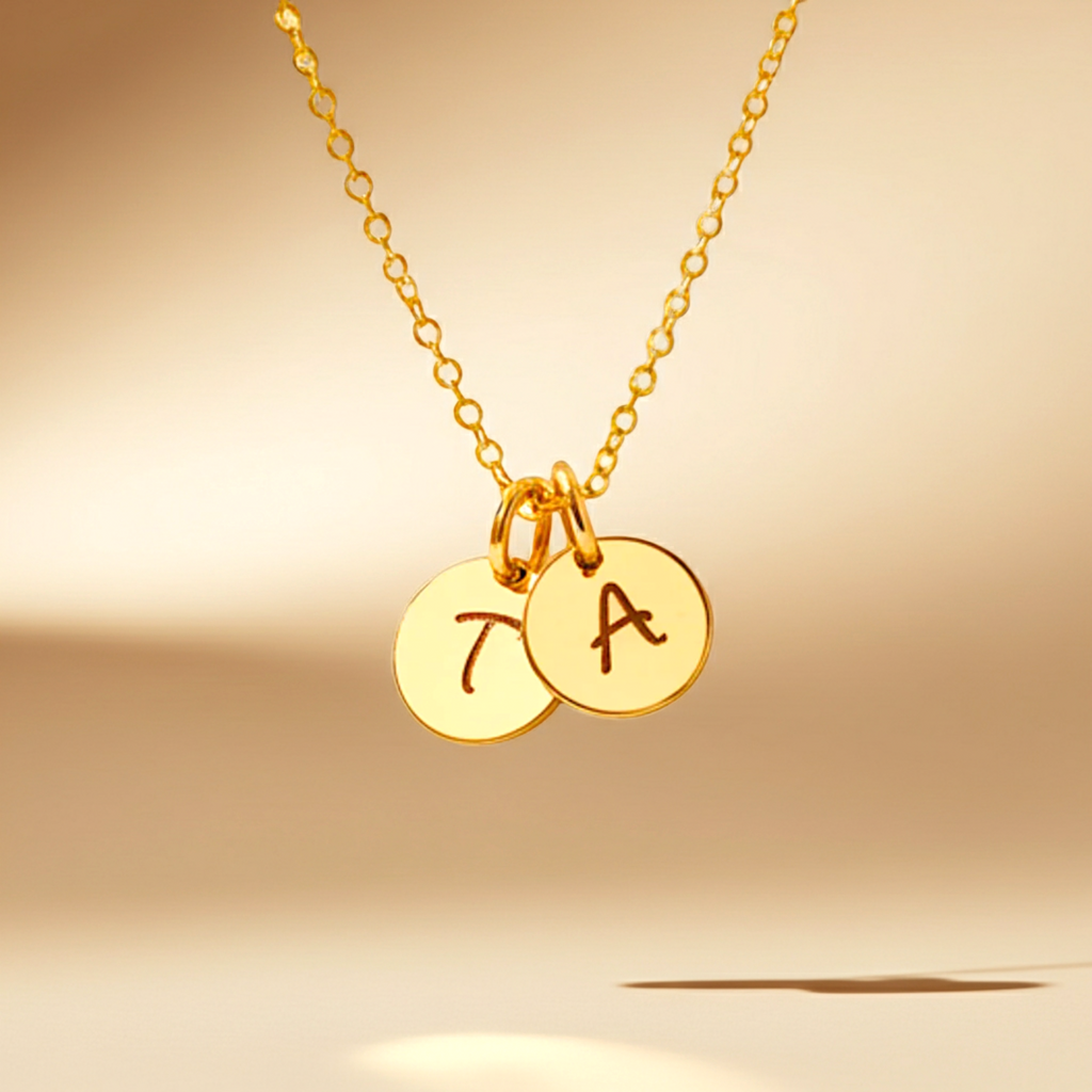 Tiny Initial Monogram Charm Necklace, 2 Charms