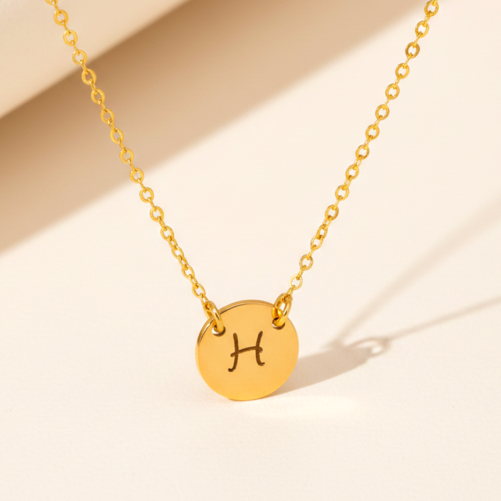 Small Round Link Disc Necklace, 3/8" Disc