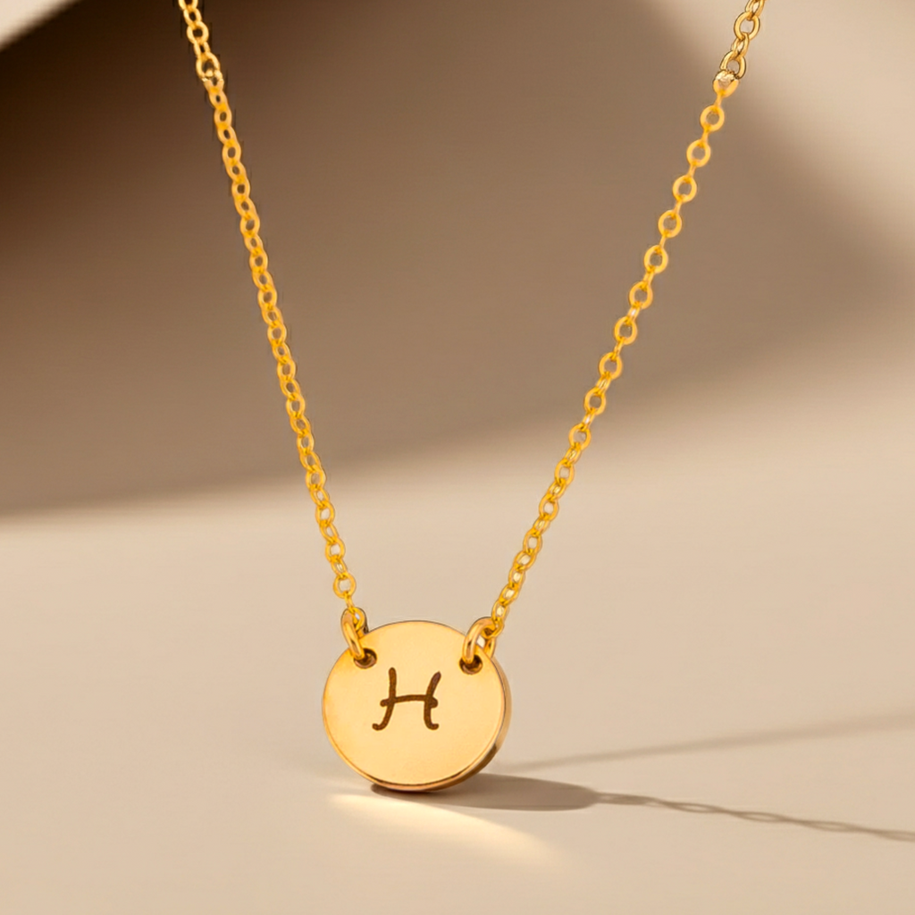 Small Round Link Disc Necklace, 3/8" Disc