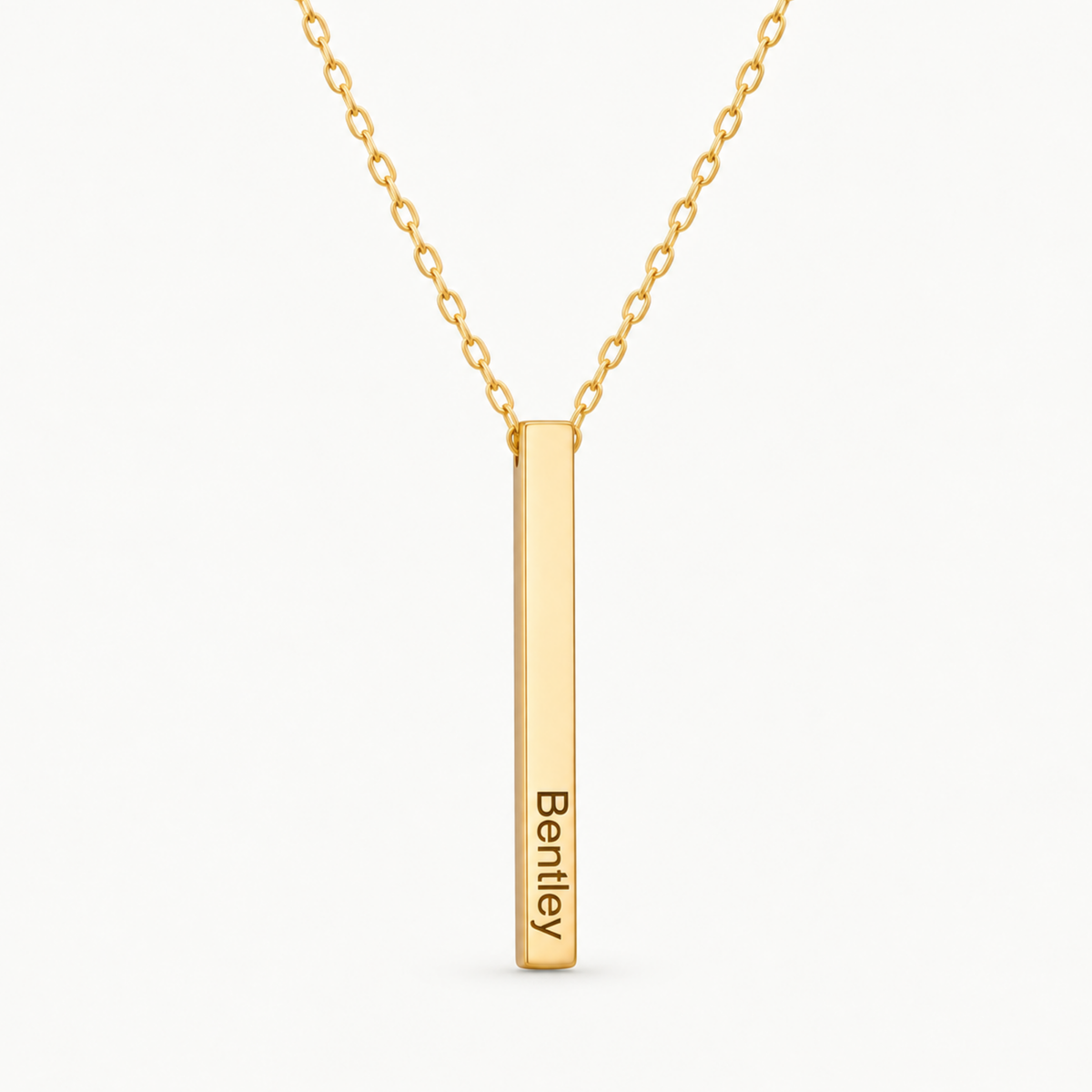 Customized 4-Sided Name Bar Necklace - 3D Vertical Bar