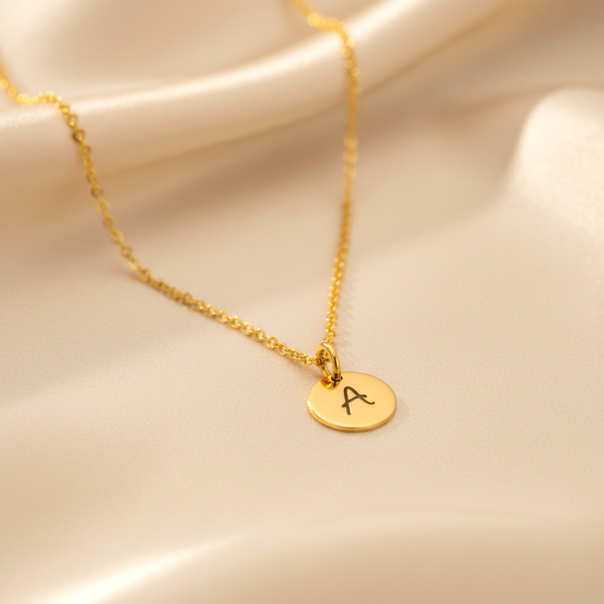 Tiny Initial Circle Necklace, 1 Charm