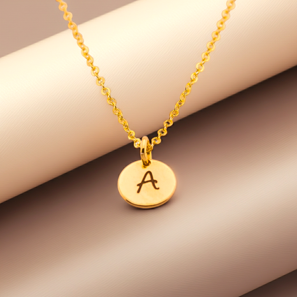 Tiny Initial Circle Necklace, 1 Charm