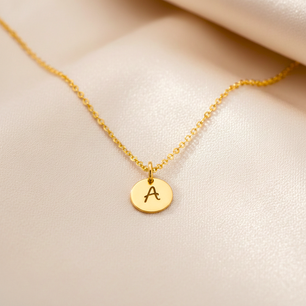 Tiny Initial Circle Necklace, 1 Charm