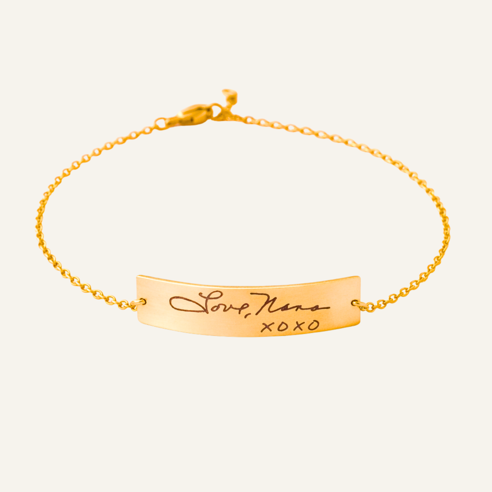 Personalized Actual Handwriting Wide Bar Bracelet, 1.5-inch Bar