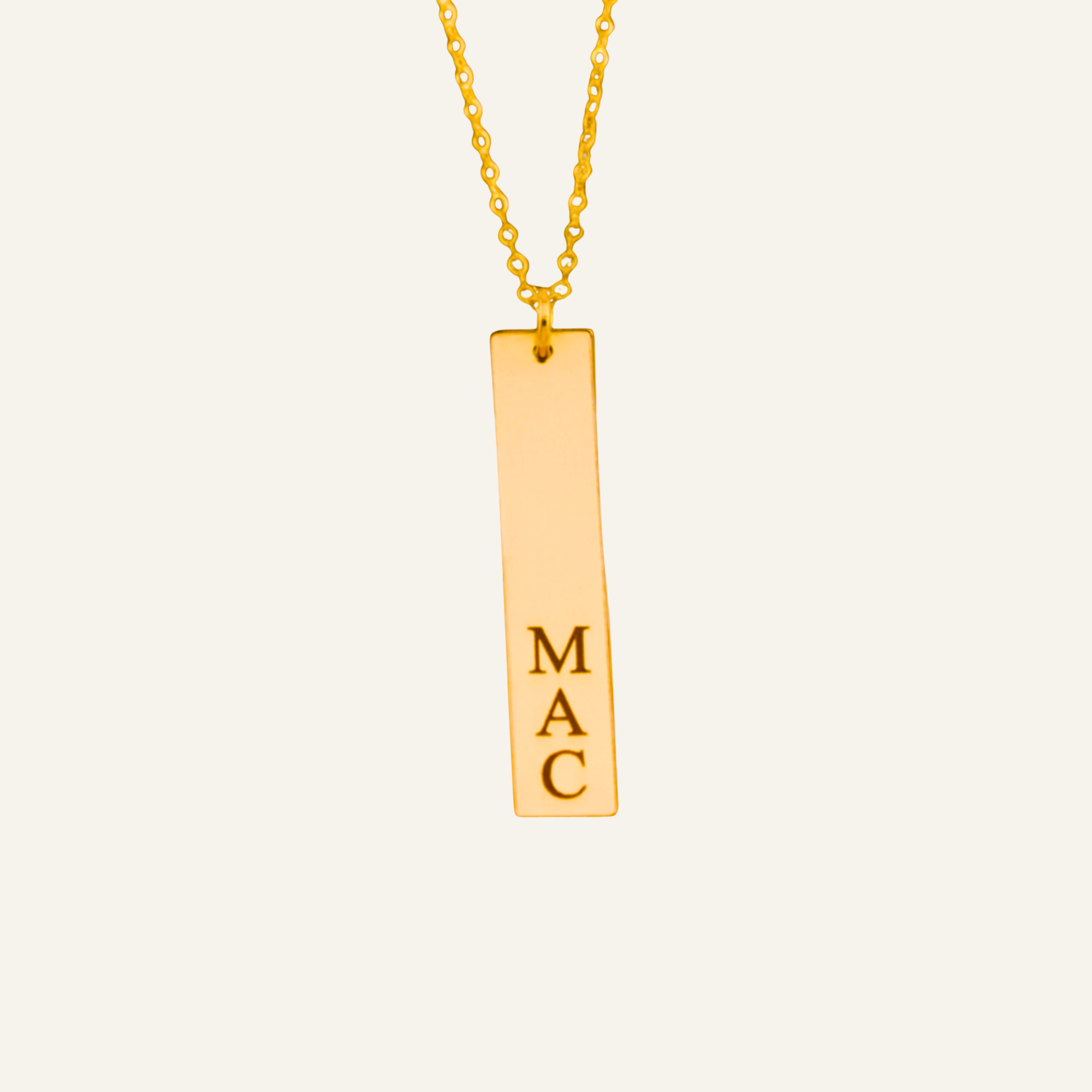 Engraved Vertical  Bar Name Plate Pendant Necklace, 1.25-inch Bar