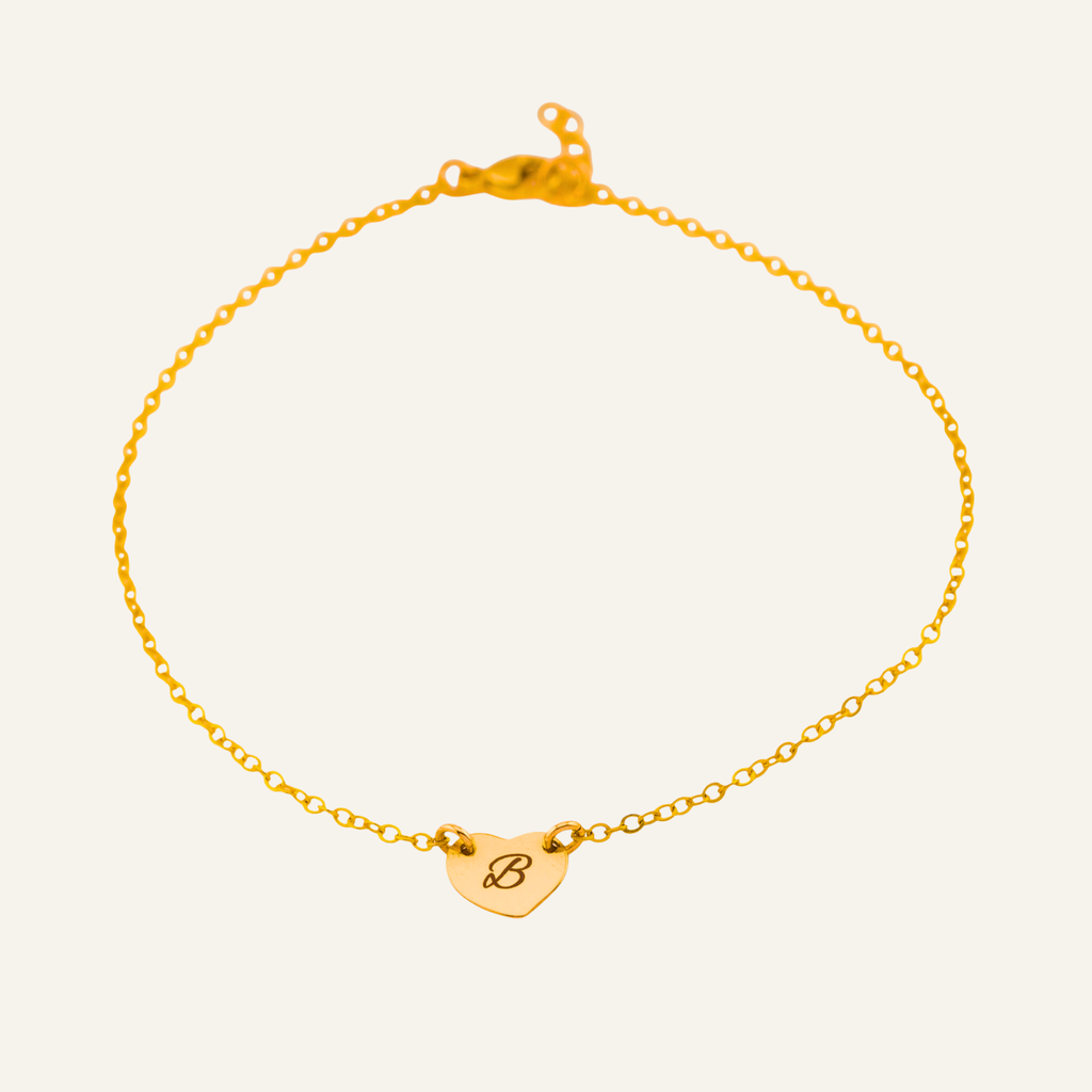 Personalized Initial Heart Charm Bracelet
