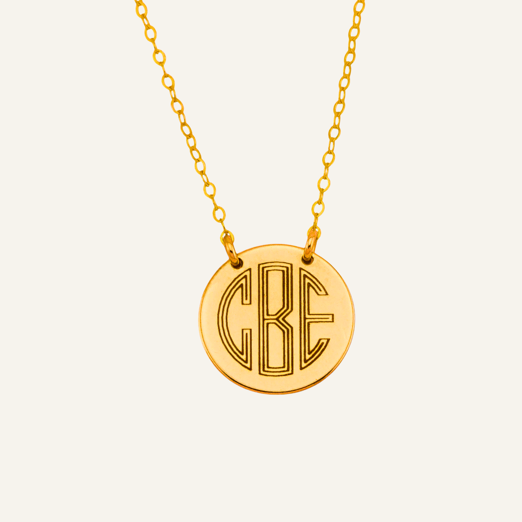 Monogram Necklace, 5/8" Disc