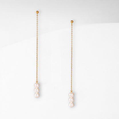 Pearl Drop Chain Earrings