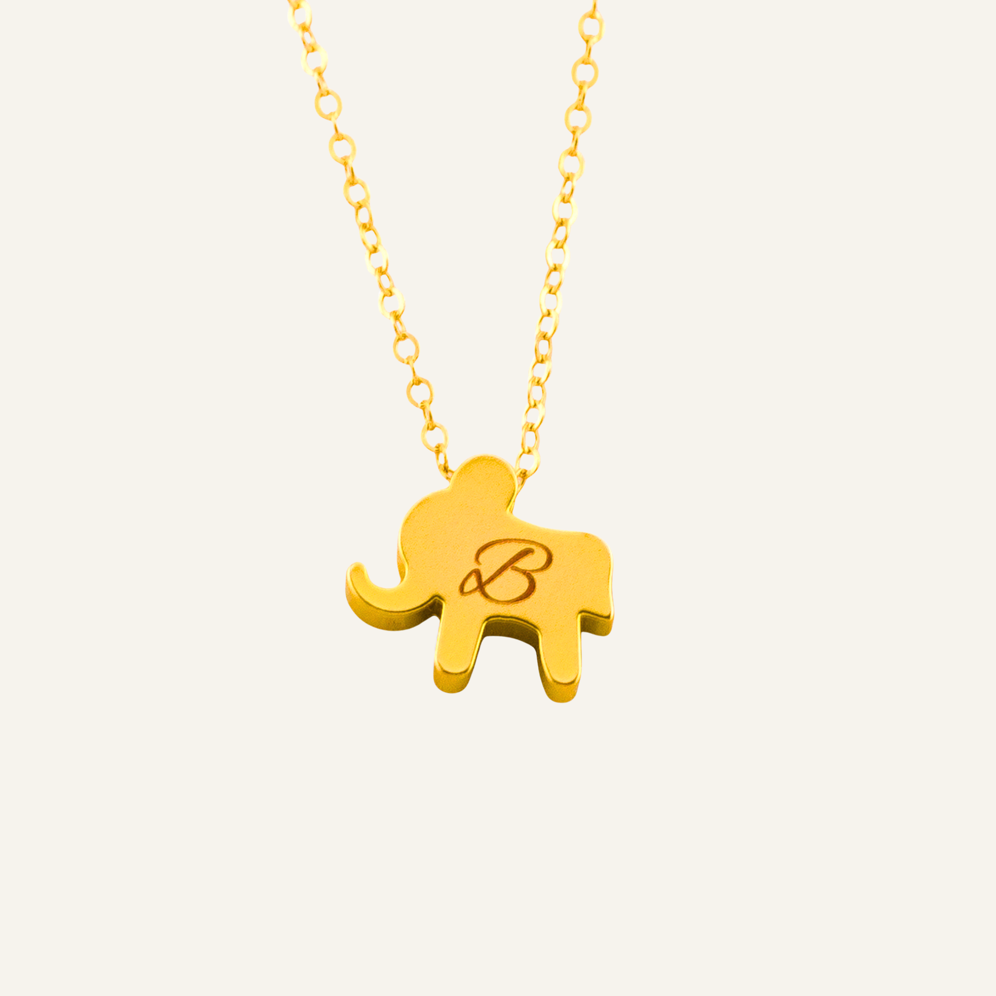 Personalized Initial Elephant Necklace