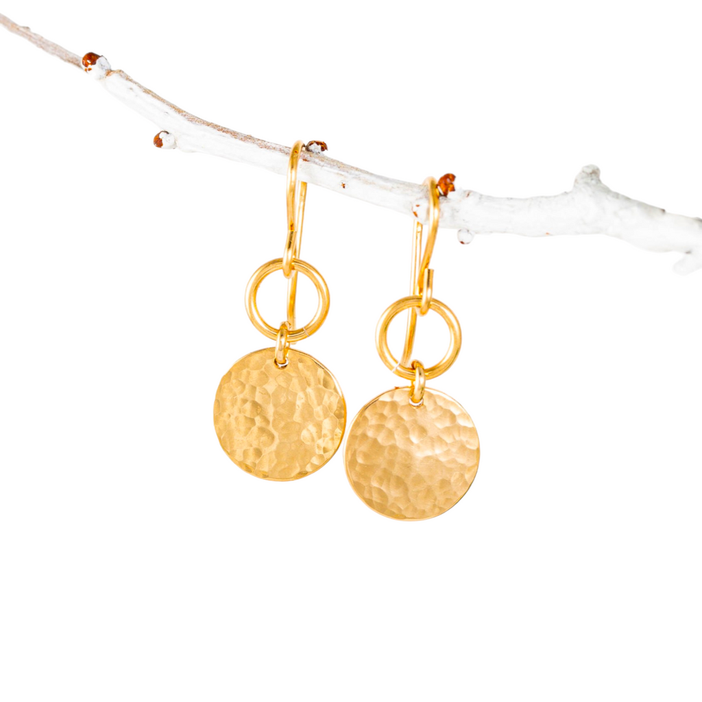 Hammered Disc and Circle Ring Earrings