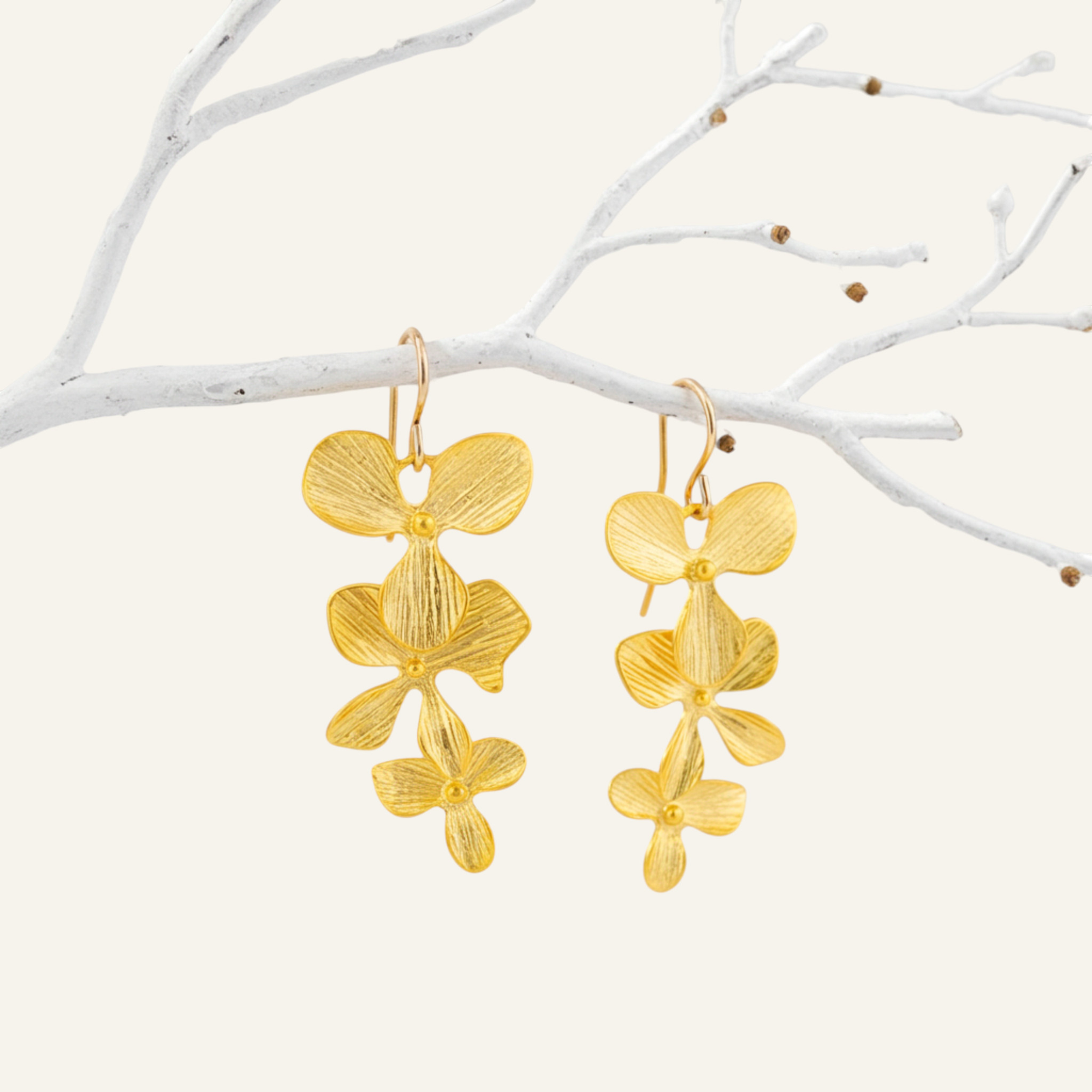Trio Orchid Flower Earrings