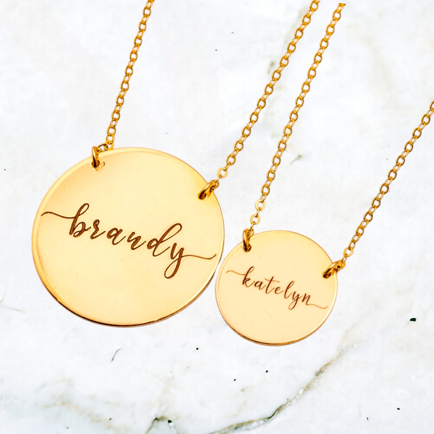 Large Name Necklace, 1" Disc