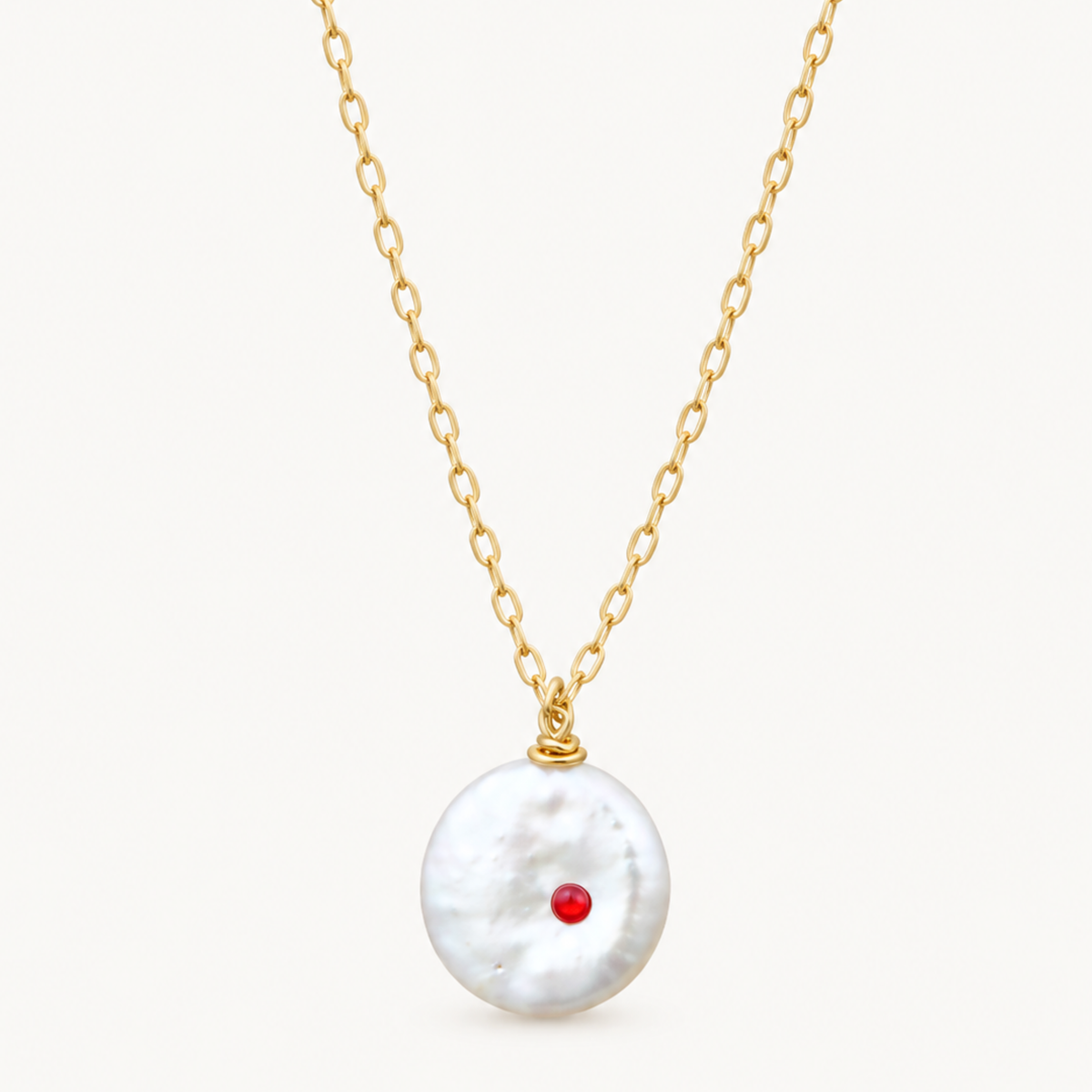 Birthstone Coin Pearl Necklace – Personalized Charm
