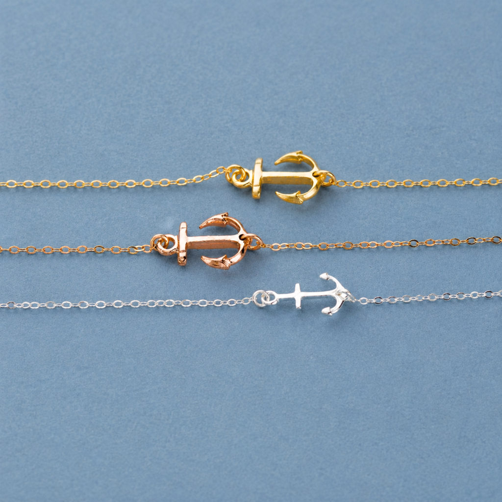 Thick Sideways Anchor Necklace