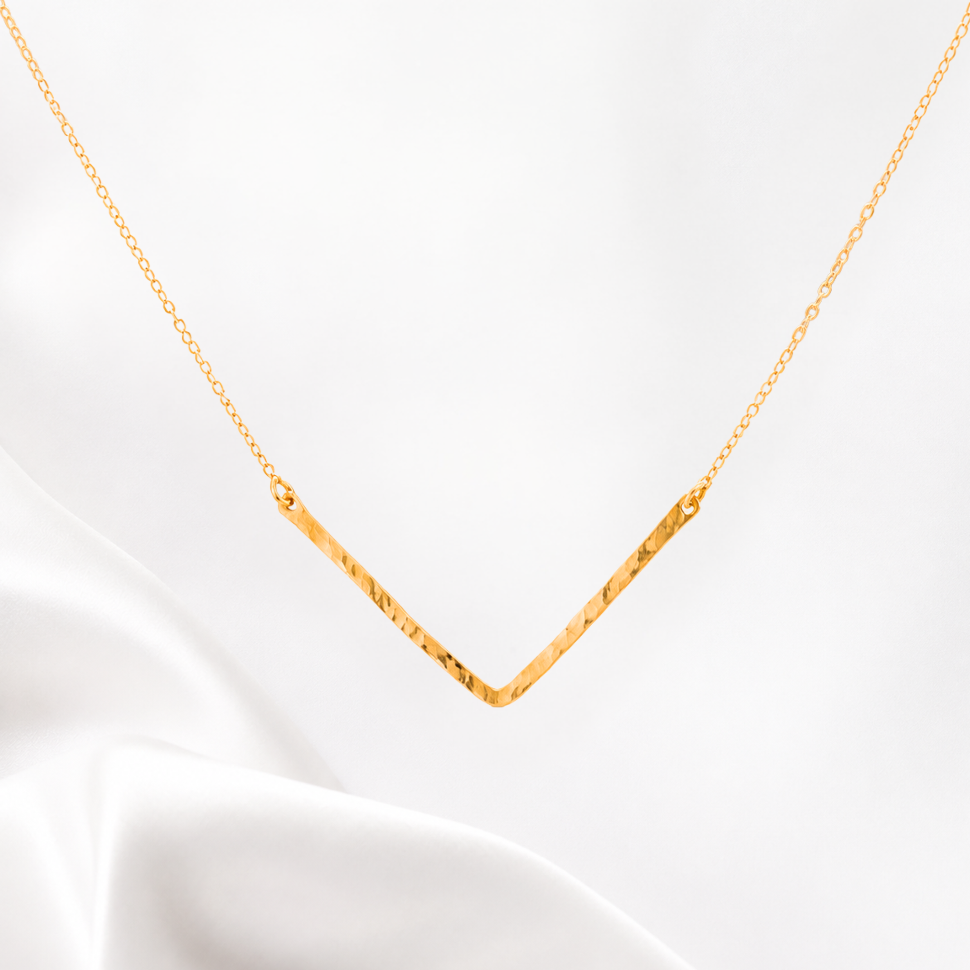 Delicate Chevron Necklace, Modern Hammered V Bar Jewelry, Dainty Layering Necklace