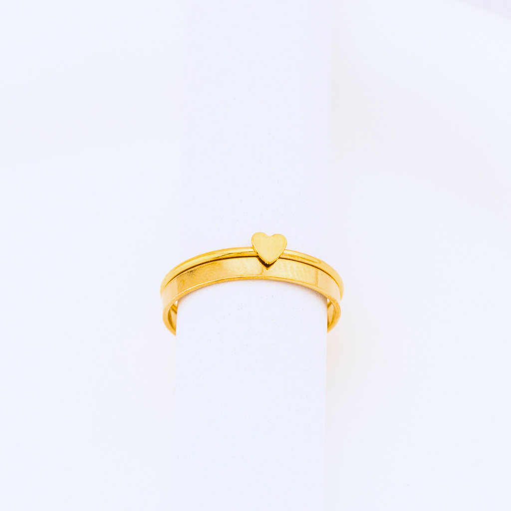 Personalized Tiny Heart Ring, Engraved Initial Ring Gold or Silver, Stacking Letter Ring