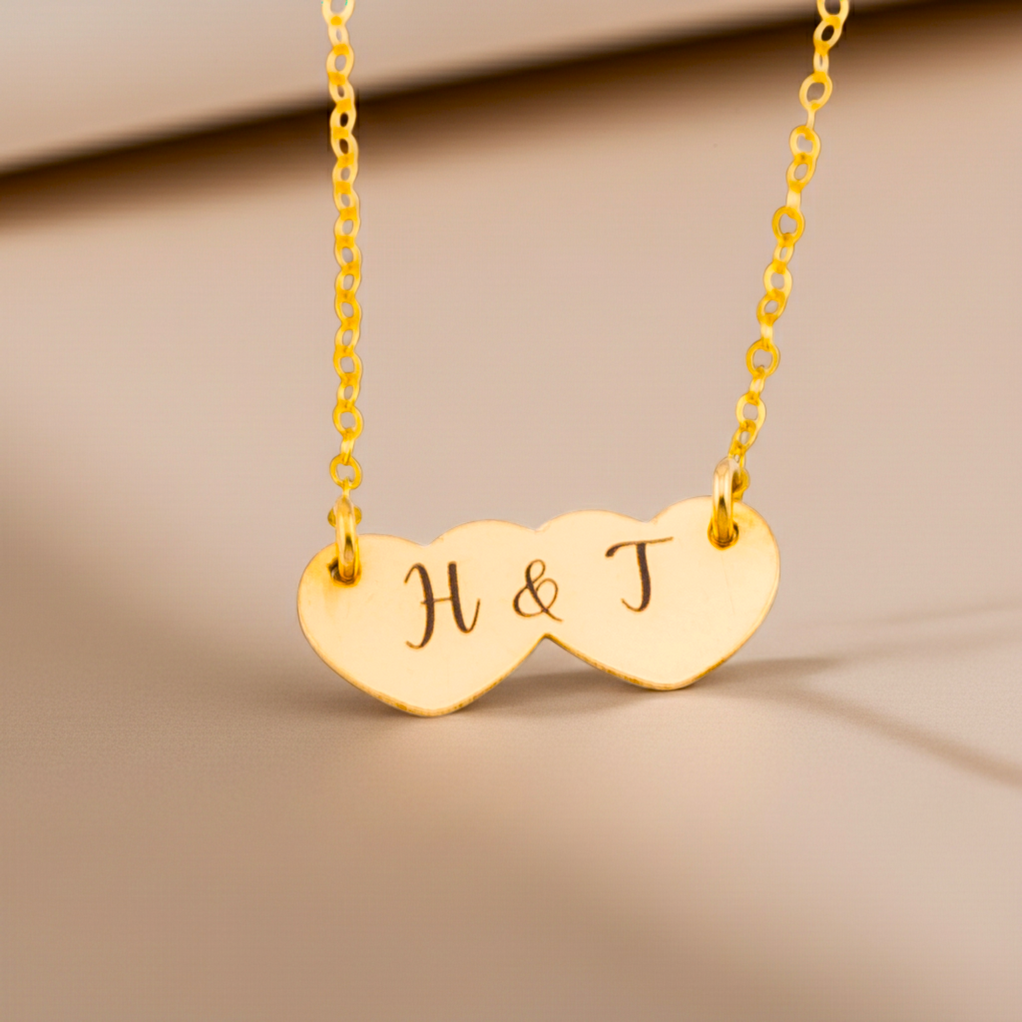 Personalized Double Heart Necklace