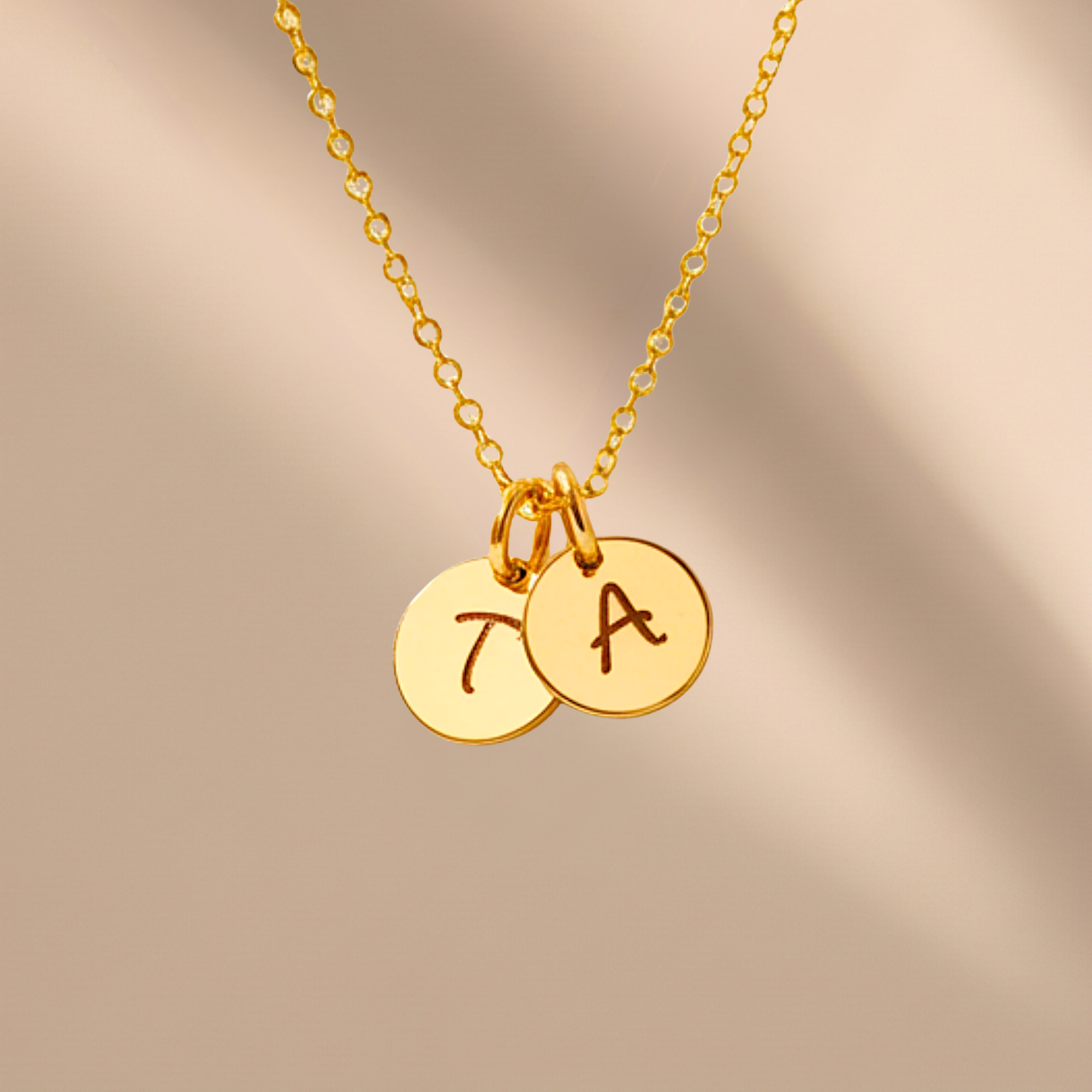 Tiny Initial Monogram Charm Necklace, 2 Charms