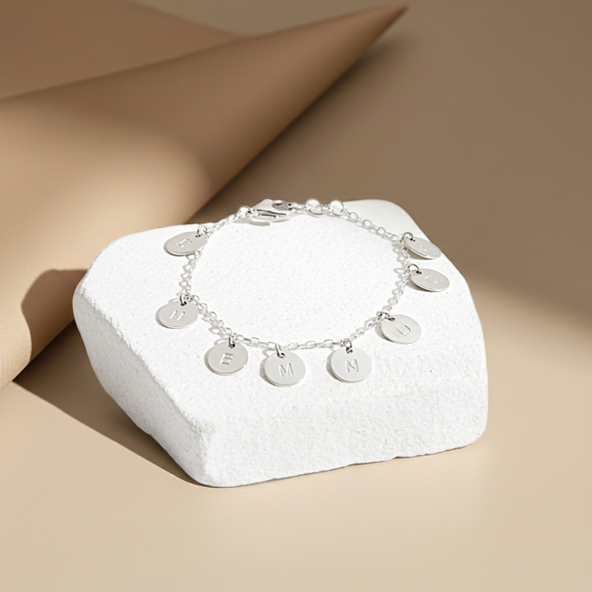 Grandma Family Monogram Bracelet, 3/8" Disc