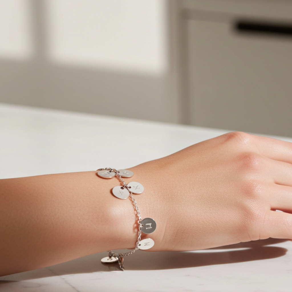 Grandma Family Monogram Bracelet, 3/8" Disc