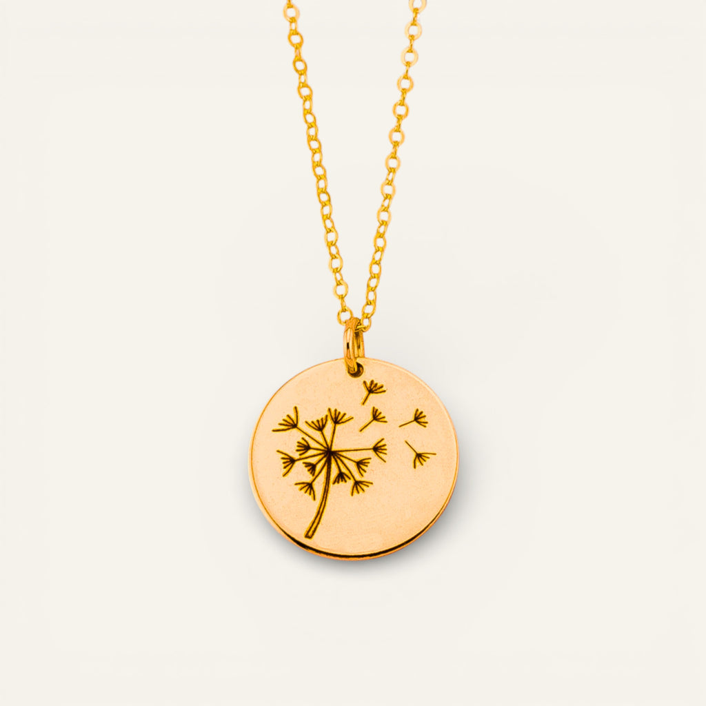 Dandelion Pendant Necklace, 5/8" Disc