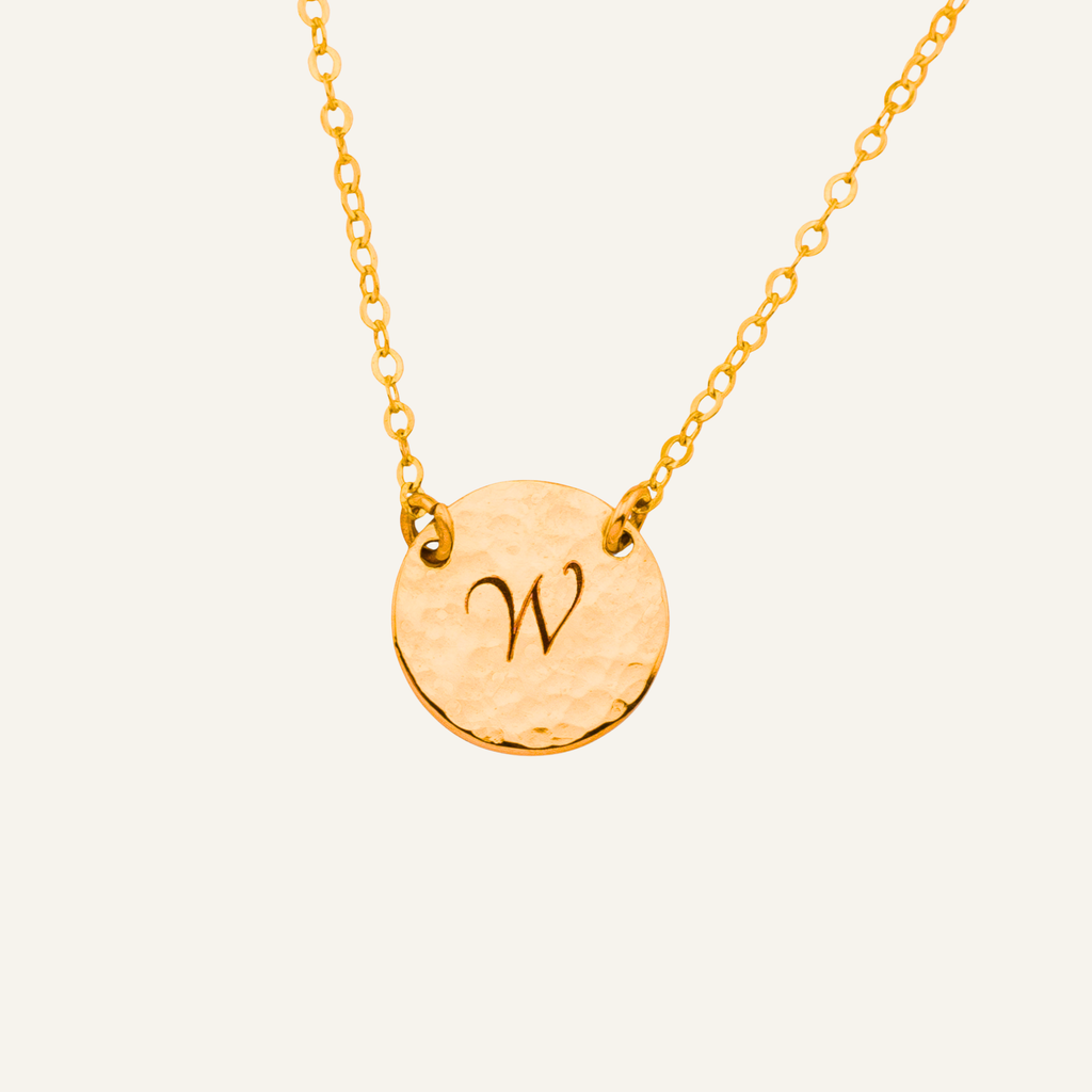 Personalized Initial Disc Necklace, 7/16-inch Disc