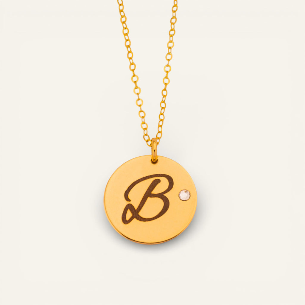Customized Disc Crystal Necklace, 5/8" Disc