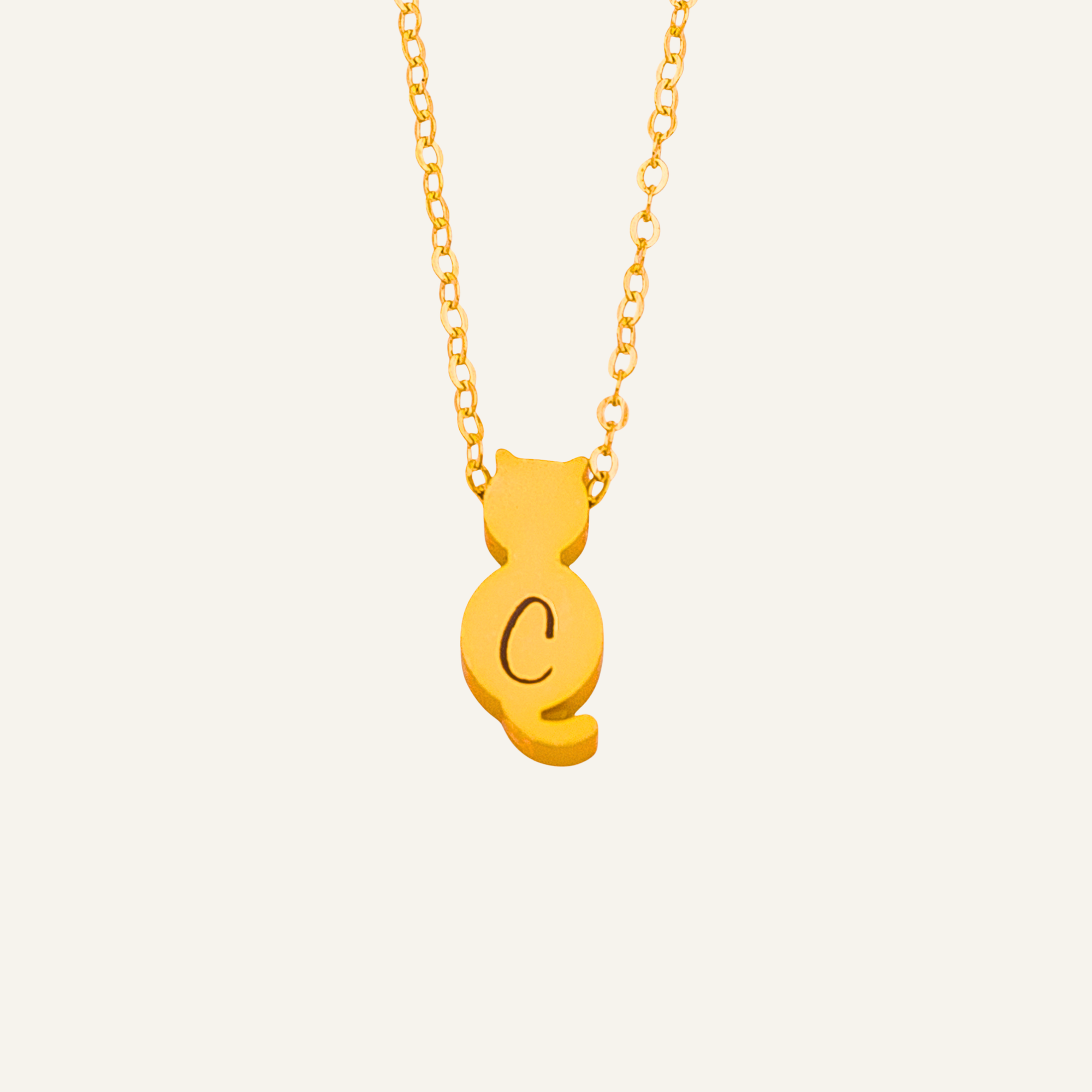 Personalized Initial Cat Necklace